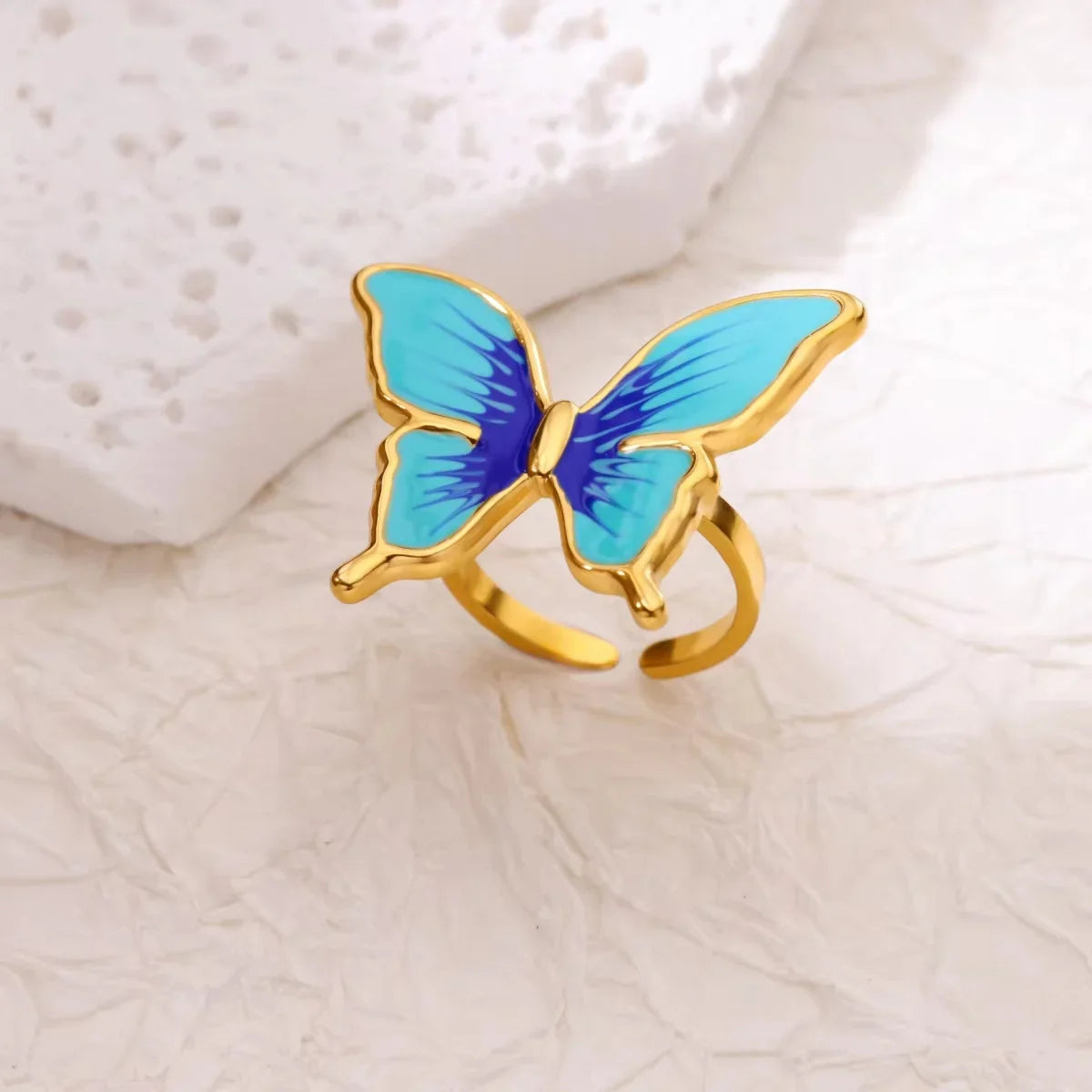 Vintage Green Stone Open Stainless Steel Rings For Women Fashion Gold Color Flower Zircon Ring Jewelry Aesthetic Anillos Gift