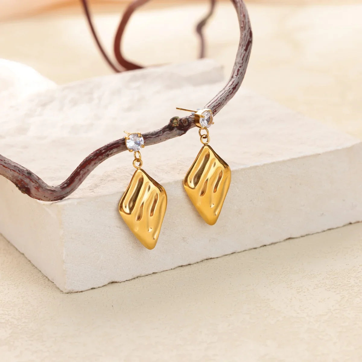 Vintage Gold Color Heart Hoop Earrings For Women Stainless Steel Geometric Piercing Earring Luxury Zircon Jewelry Wedding Gift