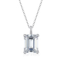 NeeTim 1ct 2ct  3ct 4ct Emerald Cut Moissanite Pendant Necklace for Women S925 Silver with White Gold Plated Necklaces Chain