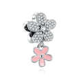 Hot selling 925 silver pink series flower dog paw heart-shaped pendant, Fit original bracelet DIY accessories, exquisite jewelry