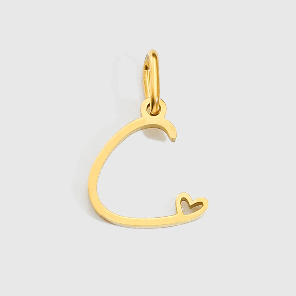 Personalized Stainless Steel Heart Alphabet Pendant DIY Accessories for Necklace Woman Men Jewelry Initials Birthday Gift A-Z