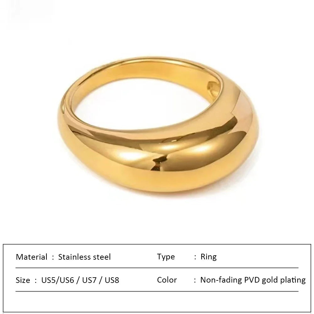 Simple Stainless Steel Women's Ring Glossy Curved Gold Color French Punk Party Ornaments for Woman Wholesale Dropshipping