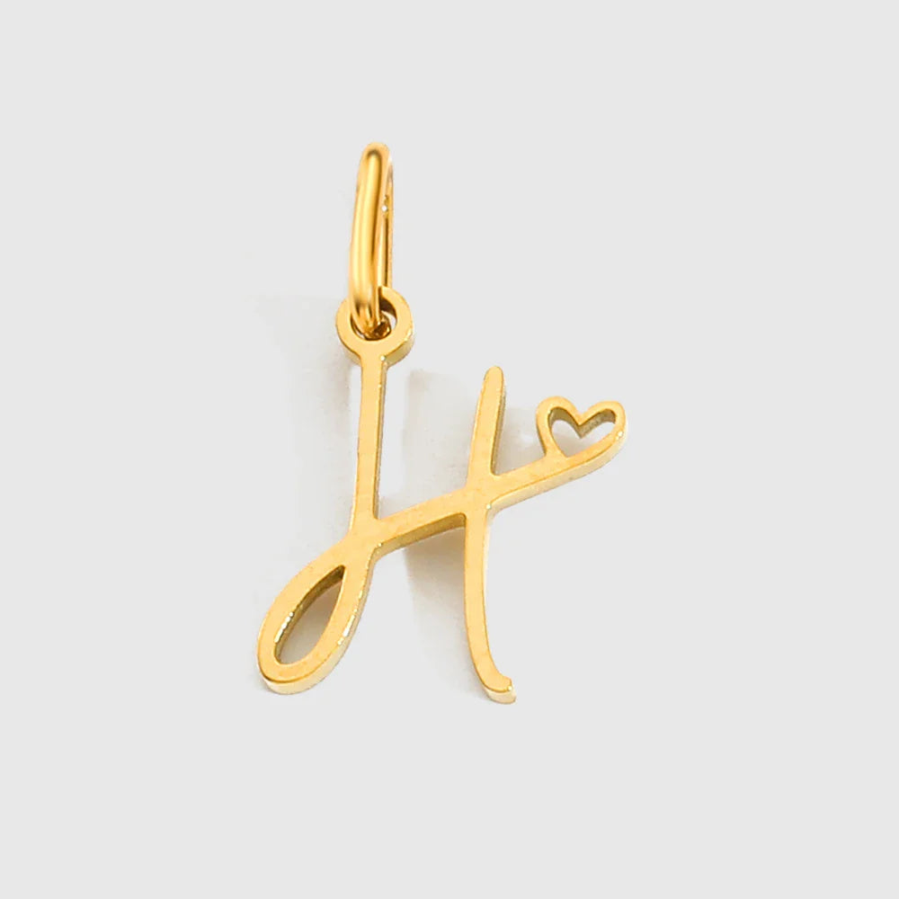 Personalized Stainless Steel Heart Alphabet Pendant DIY Accessories for Necklace Woman Men Jewelry Initials Birthday Gift A-Z