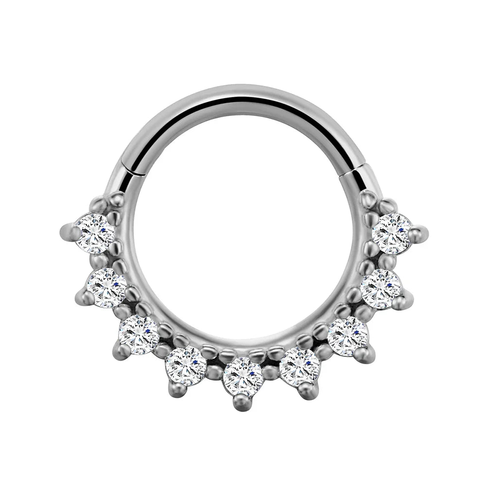 Flowers Nose Ring Septum 100% 316L Surgical Steel Zircon Clicker Daith Piercing Ear Cartilage Helix Hoop Flowers Water Drops