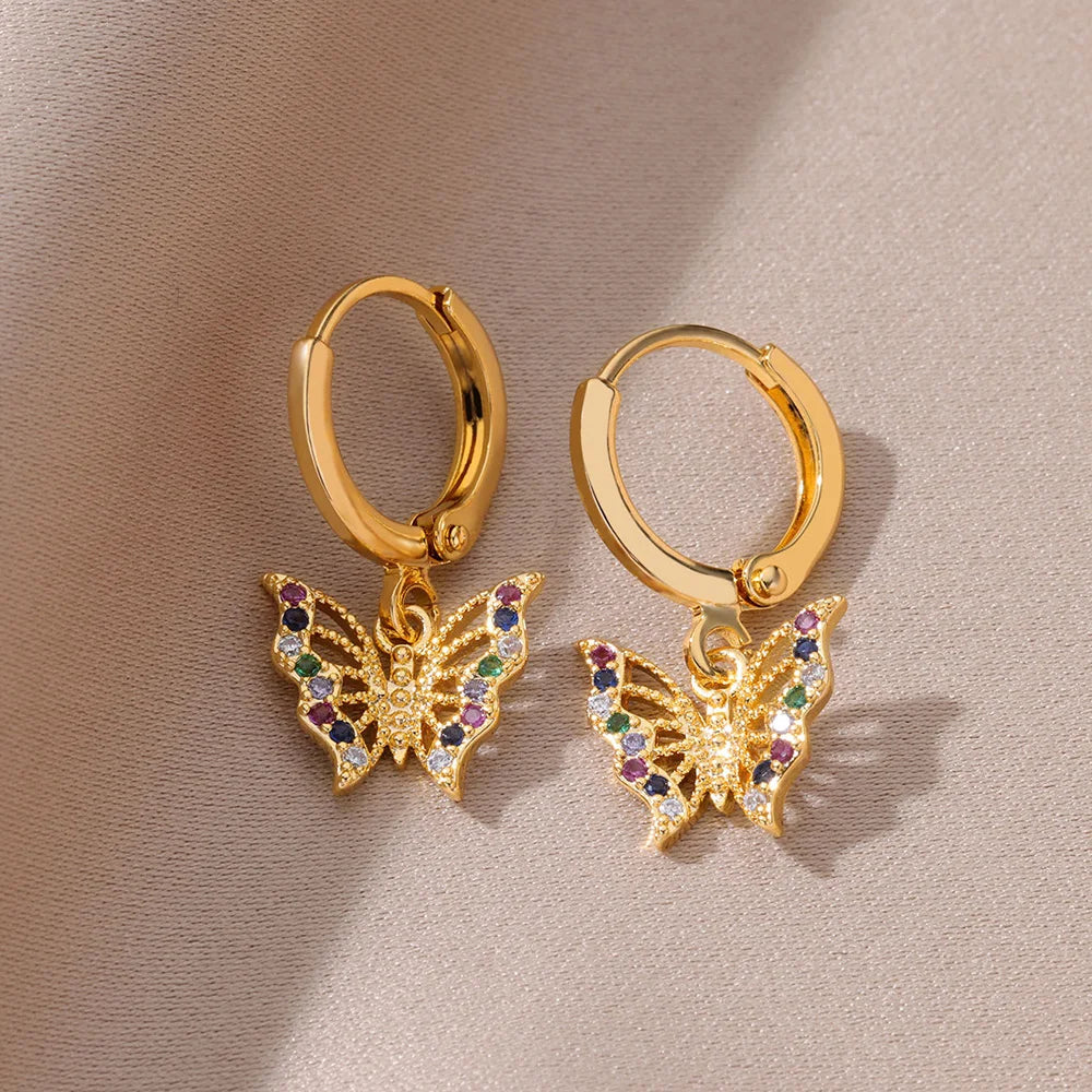 New in Zircon Evil Eye Earrings For Women Gold Color Stainelss Steel Earring Wedding Aesthetic Vintage Jewelry Gift brincos