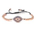 NEWBUY 2023 Fashion Hand Made Black Rope Beads Chain Bracelet Adjustable AAA CZ Zircon Evil Eye Charm Bracelets For Women Girl