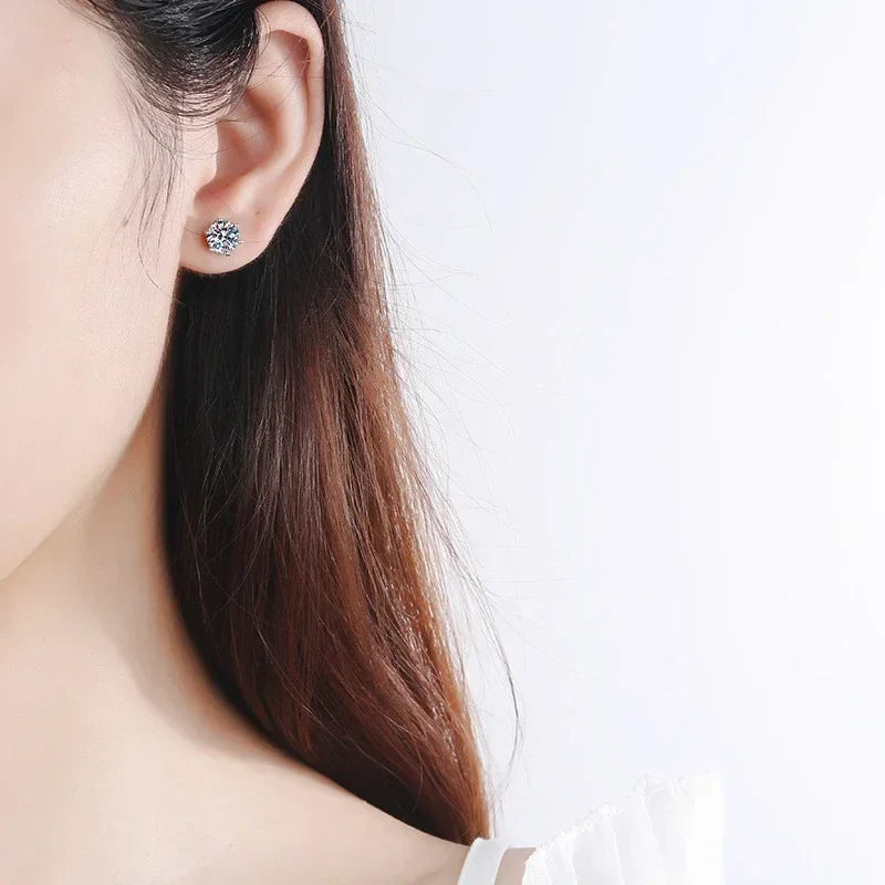 NeeTim 0.1-2 Carat D Color Moissanite Earrings For Women 925 Sterling Silver Ear Studs Sparkling Diamond Wedding Fine Jewelry