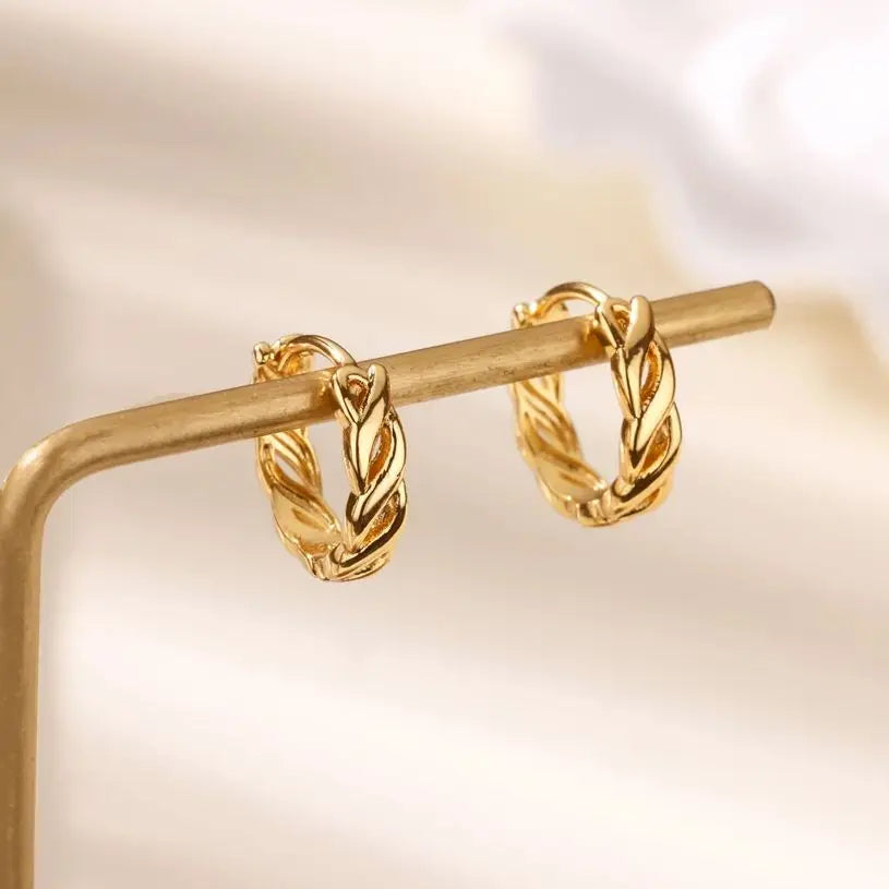 Vintage Hollow Twist Chain Hoop Earrings For Women Stainless Steel Gold Color Earring 2025 Trend Wedding Jewelry pendientes