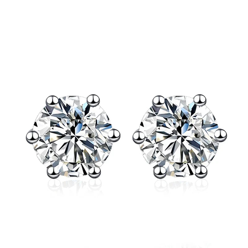 NeeTim 0.5ct 1ct 2ct Moissanite Stud Earrings for Women 925 Sterling Silver Green Pink Black Blue Grey Sparkling Studs Earring