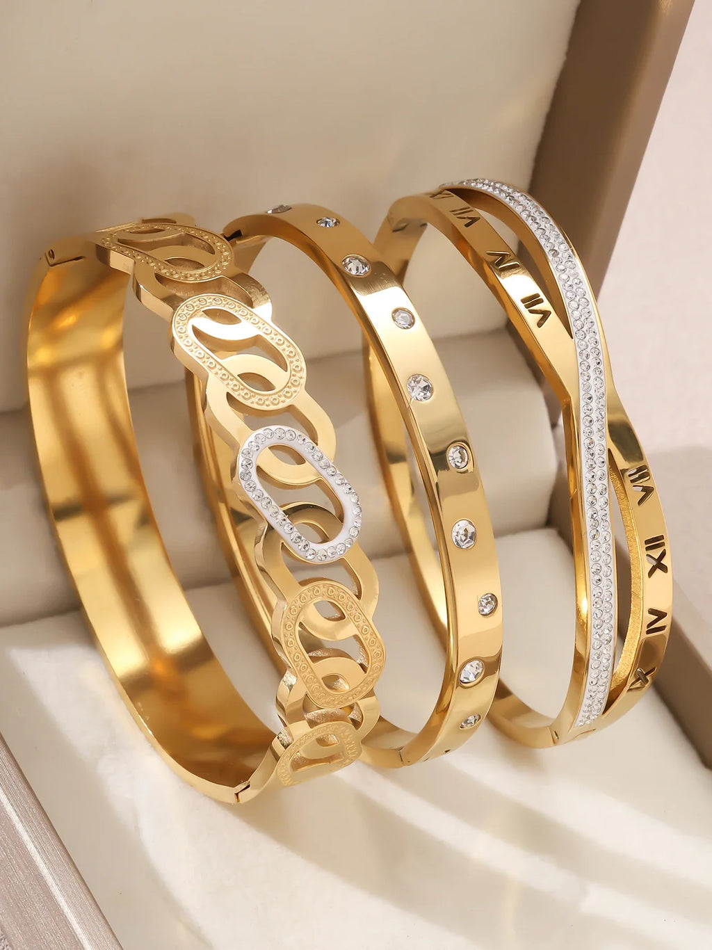1pieces/set women's wedding jewelry party holiday Valentine's Day gift stainless steel bracelet plated with 18K gold bracelet