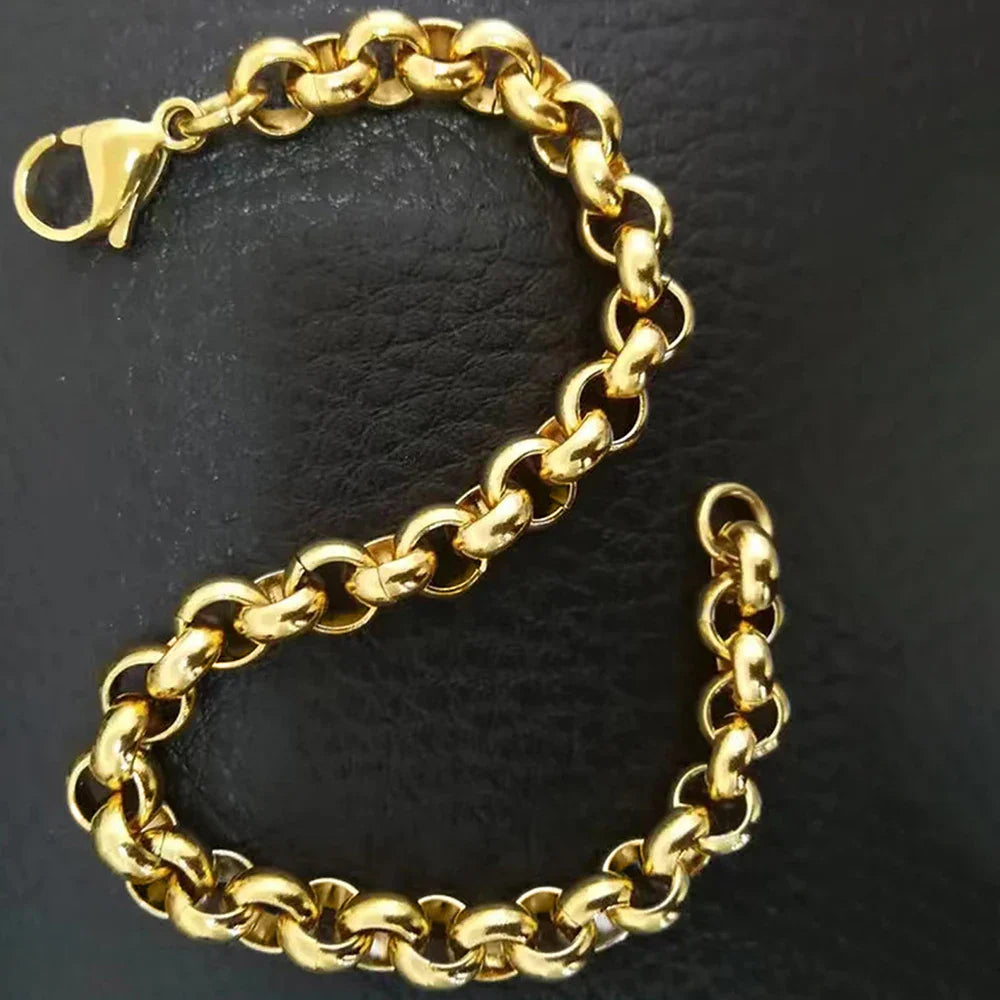 DOTIFI  Stainless Steel Bracelet Hip-Hop Punk Style Simple Round Buckle Chain Fashion Personalized Jewelry Female Party Gifts