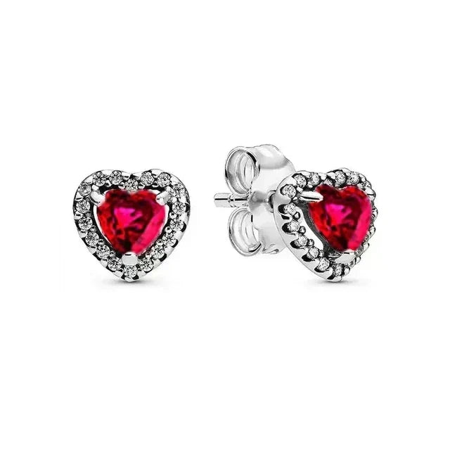 New S925 Silver Heart Stone Stud Earrings Suitable for Valentine's Day, Mother's Day, Anniversary Gift DIY Charm Jewelry