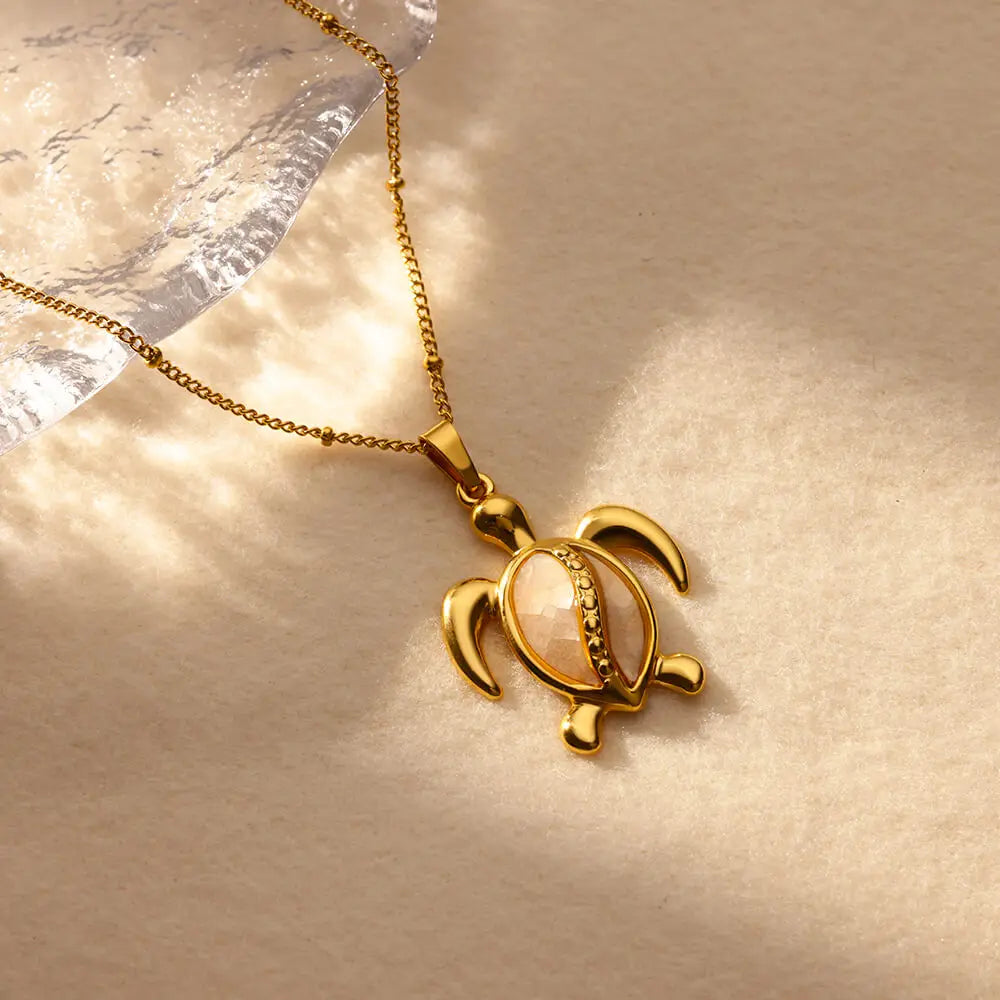 Summer Beach Turtle Necklace for Women Stainless Steel Chain Collar Pendant Necklaces Elegant Charm Jewelry Gift y2k Accessories