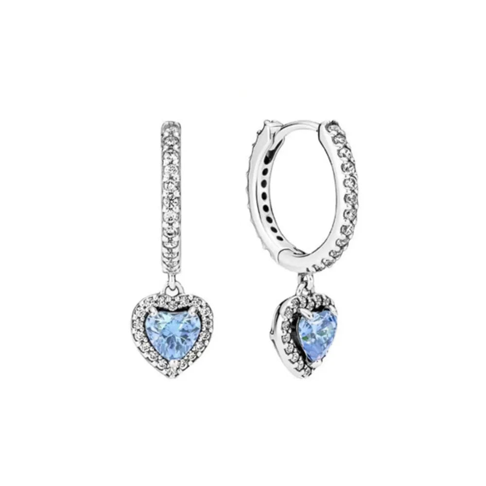 New S925 Silver Heart Stone Stud Earrings Suitable for Valentine's Day, Mother's Day, Anniversary Gift DIY Charm Jewelry