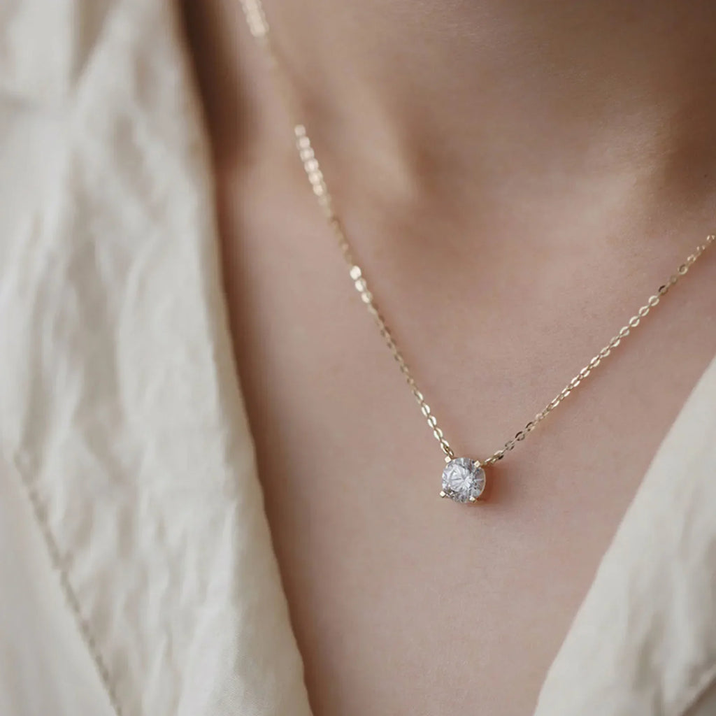 925 Sterling Silver 18k Gold Plated Necklace Versatile Single Sparkling Zircon Clavicle Chain for Women Wedding Jewelry