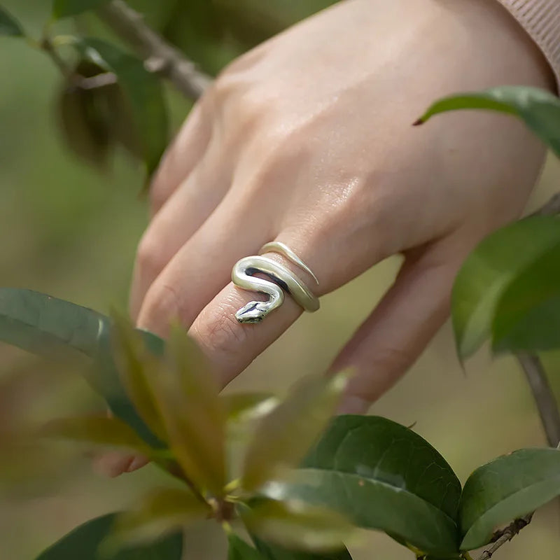 925 Sterling Silver Snake Frosted Adjustable Rings For Women Engagement Jewelry Accessories Wholesale Money 925 Jewellery