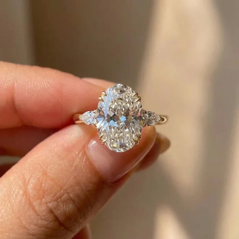 925 Sterling Silver Zirconia Gorgeous Shiny Oval Stone Rings For Women Engagement Wedding Luxury High Quality Fine Jewelry