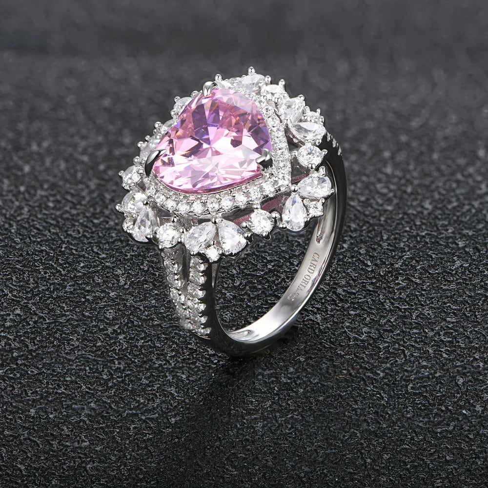 MINTYBOX 4.0CT Heart Ruby Rings for Women S925 Sterling Sliver 10*10MM Gemstone Engagement Wedding Rings Fine Jewelry Party