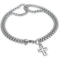 1pcs Bracelet Stainless Steel Thick Chain Cross Hollow Cross Pendant Double Bracelet Personality Niche High-grade Hand Jewelry