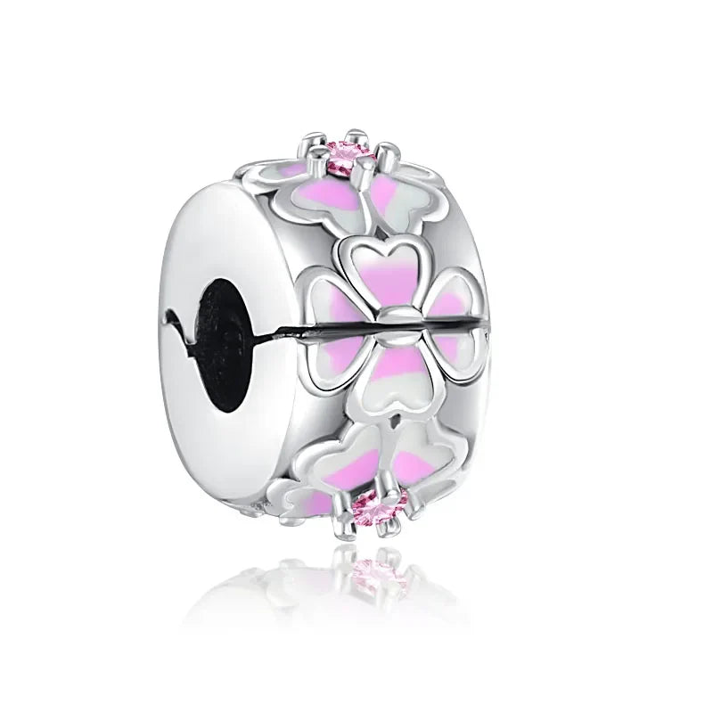 Hot selling 925 silver pink series flower dog paw heart-shaped pendant, Fit original bracelet DIY accessories, exquisite jewelry