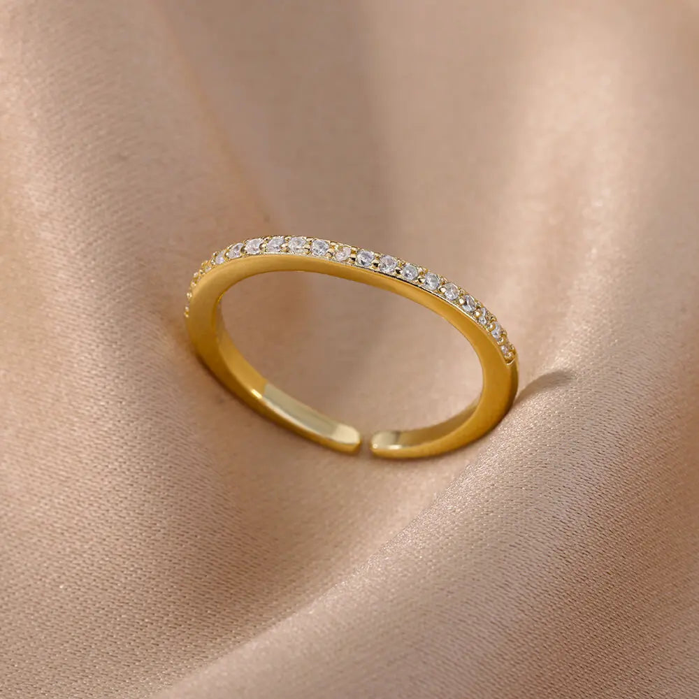 Colorful Zircon Rings For Women Gold Color Stainless Steel Fashion Cubic Zirconia Ring 2023 Trend Aesthetic Wedding Jewelry Gift
