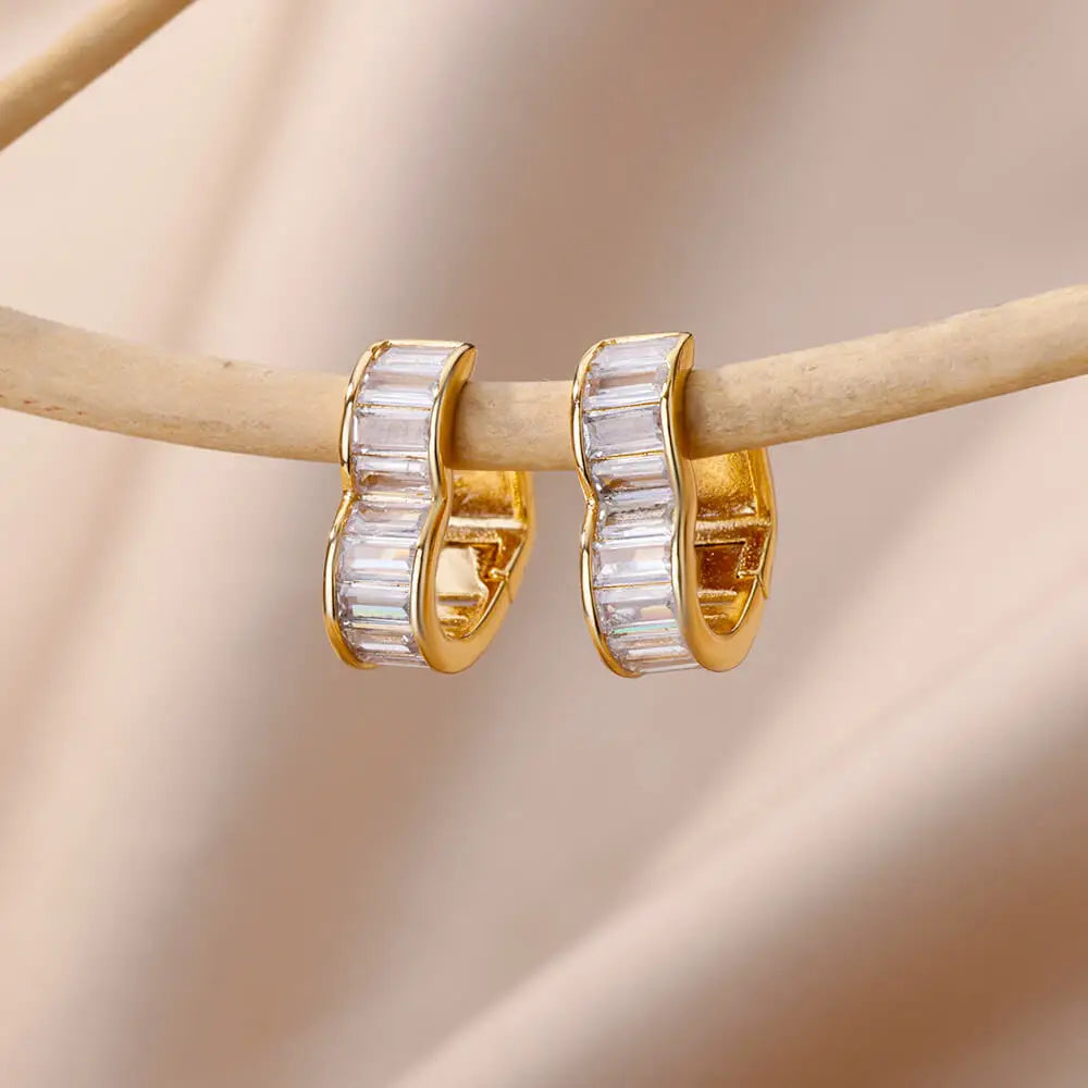 Stainless Steel Heart Earrings For Women Gold Color Fashion Zircon Love Heart Drop Earring Wedding Aesthetic Jewelry Gift 2023
