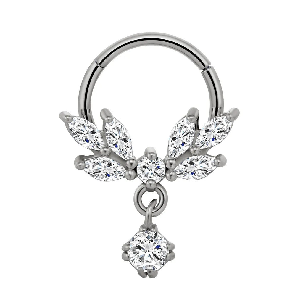 Flowers Nose Ring Septum 100% 316L Surgical Steel Zircon Clicker Daith Piercing Ear Cartilage Helix Hoop Flowers Water Drops