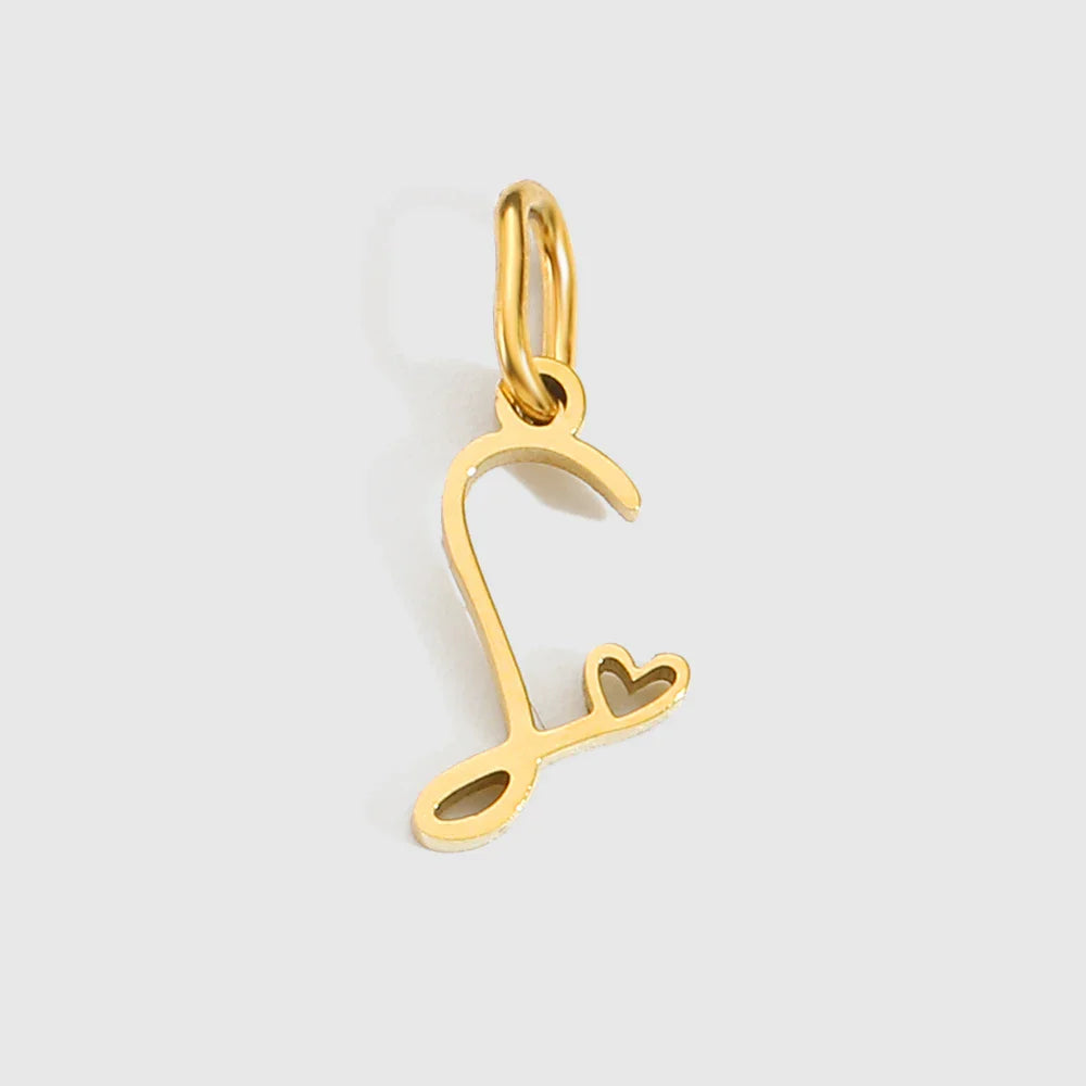 Personalized Stainless Steel Heart Alphabet Pendant DIY Accessories for Necklace Woman Men Jewelry Initials Birthday Gift A-Z