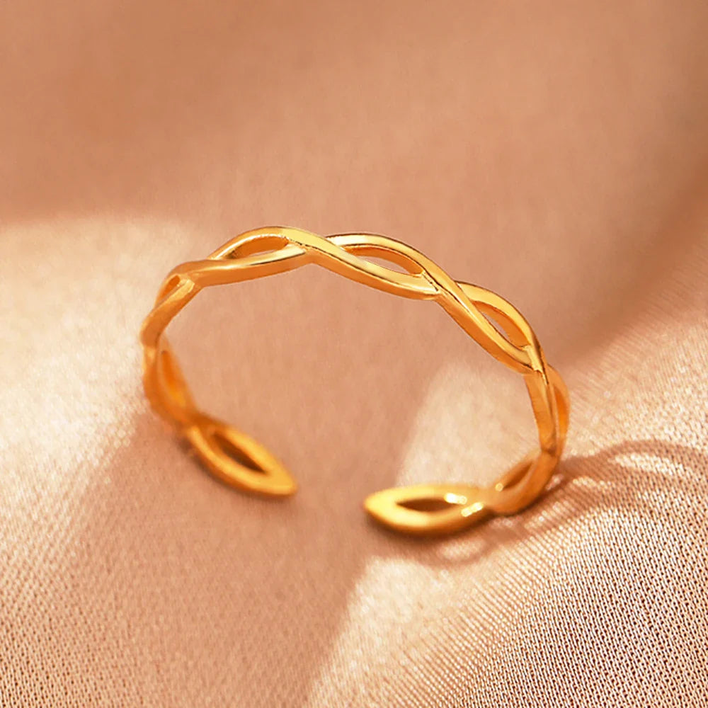 Stainless Steel Rings Simpler Geometric Fashion Vintage Fine Adjustable Open Rings For Women Jewelry Weddings Gifts New Trendy