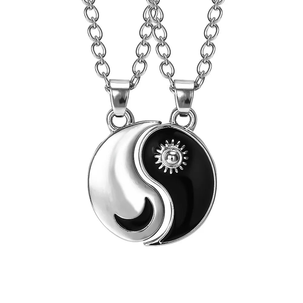 2 PCS Best Friends Necklace Jewelry Yin Yang Tai Chi Pendant Couples Paired Necklaces&Pendants Unisex Lovers Valentine's Gift
