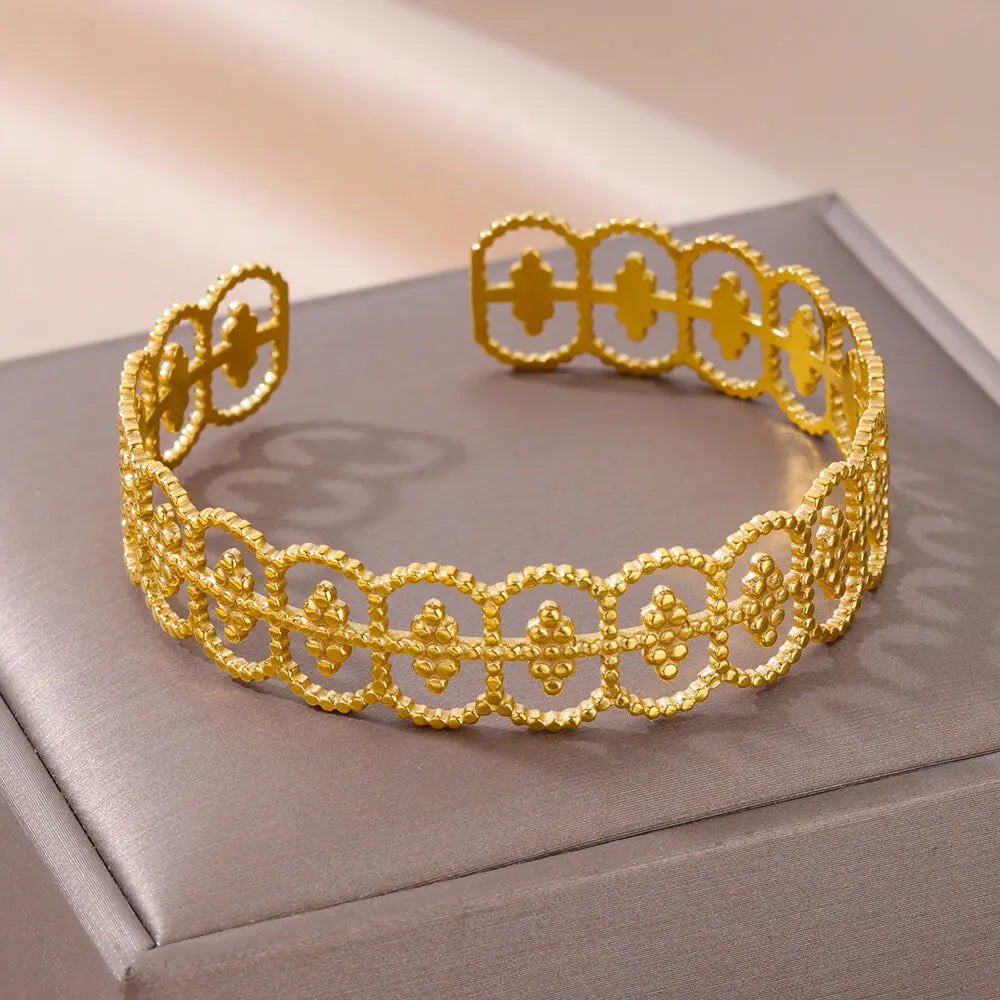 Snake Bangle Bracelet For Women Stainless Steel Opening Gold Plated Opening Bangle Animal Aesthetic Jewelry pulseras mujer