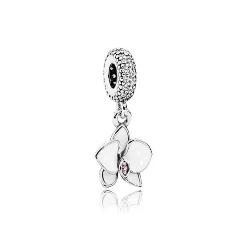 Hot selling 925 silver pink series flower dog paw heart-shaped pendant, Fit original bracelet DIY accessories, exquisite jewelry