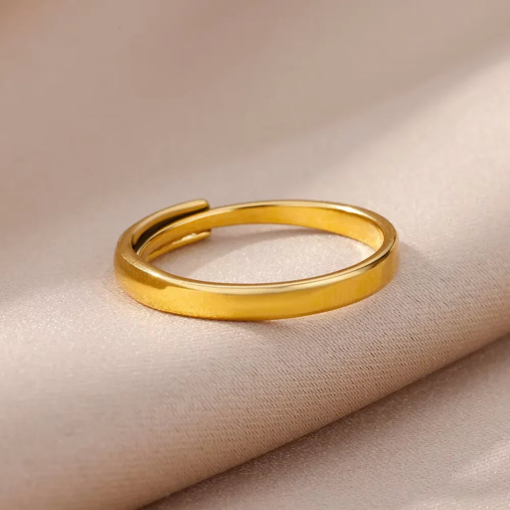 Stainless Steel Flower Open Rings For Women Trend Wedding Heart Jewelry Gold Color Geometric Hollow Ring Daily Accessories Gift