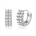 NeeTim 2mm Full Moissanite Earrings Women Luxury Quality Party S925 Sterling Silver with White Gold Plated Hoop Wedding Earring