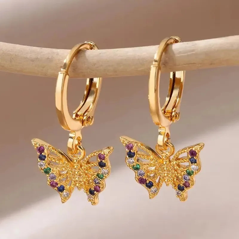 New in Zircon Evil Eye Earrings For Women Gold Color Stainelss Steel Earring Wedding Aesthetic Vintage Jewelry Gift brincos