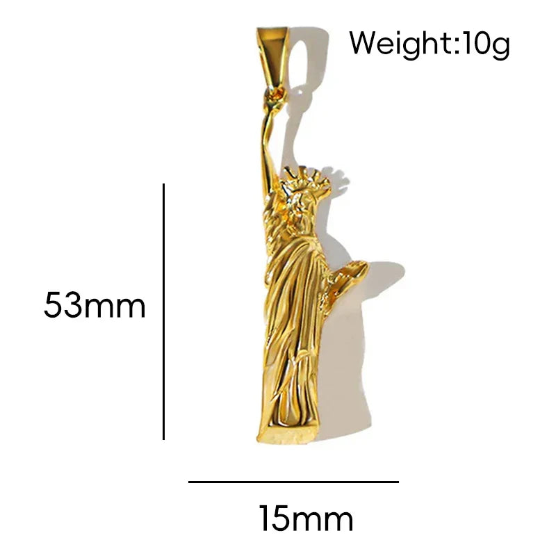 18K Gold Plated Stainless Steel Pendant Vintage Egyptian Pharaoh Portrait Lion Skull & Ghost Hand Charms Trendy Jewelry