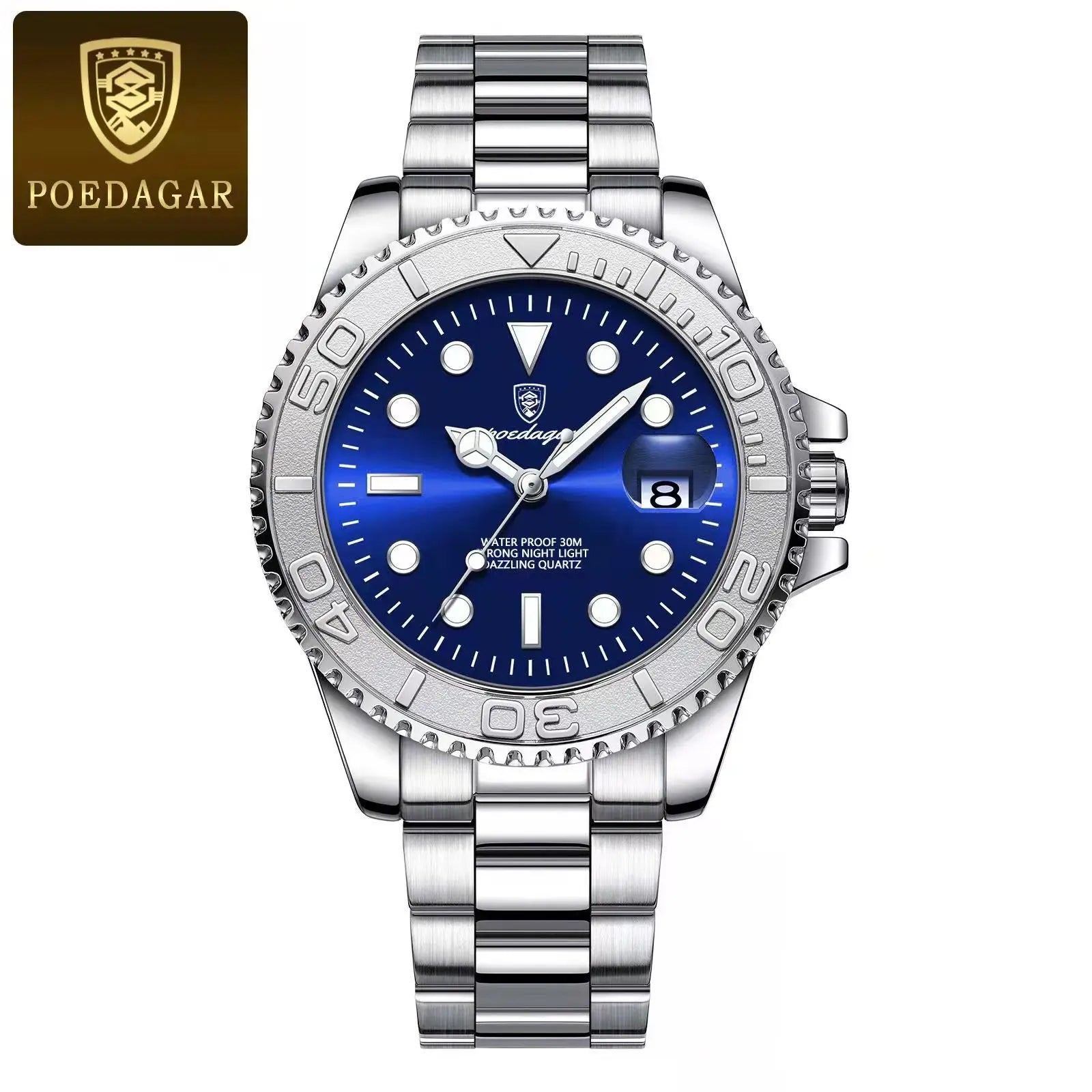 POEDAGAR Top Luxury Man Watch Waterproof Luminous Date Men Watch Stainless Steel Male Clock Sports Fashion Men's Quartz Watches