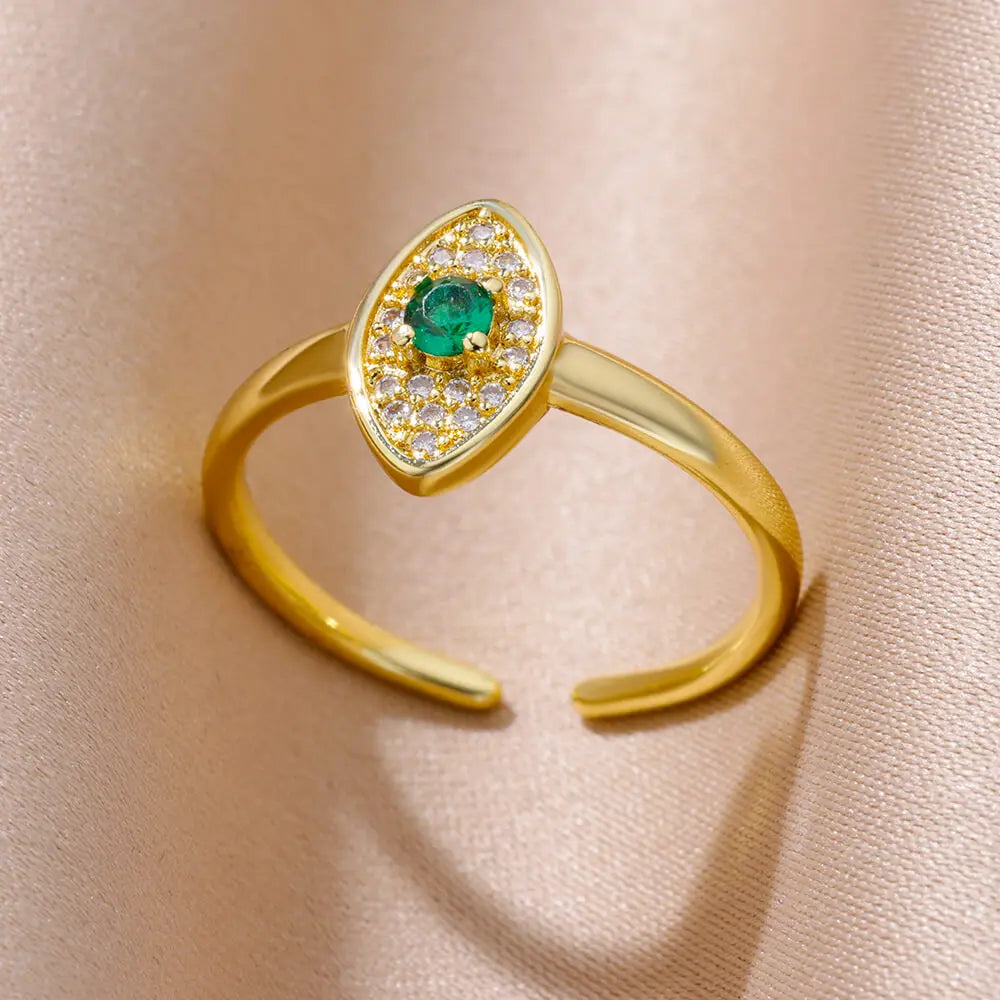Tiny Green Zircon Round Rings For Women Geometric Stainless Steel Ring Luxury Wedding Christmas Jewelry Gift Free Shipping