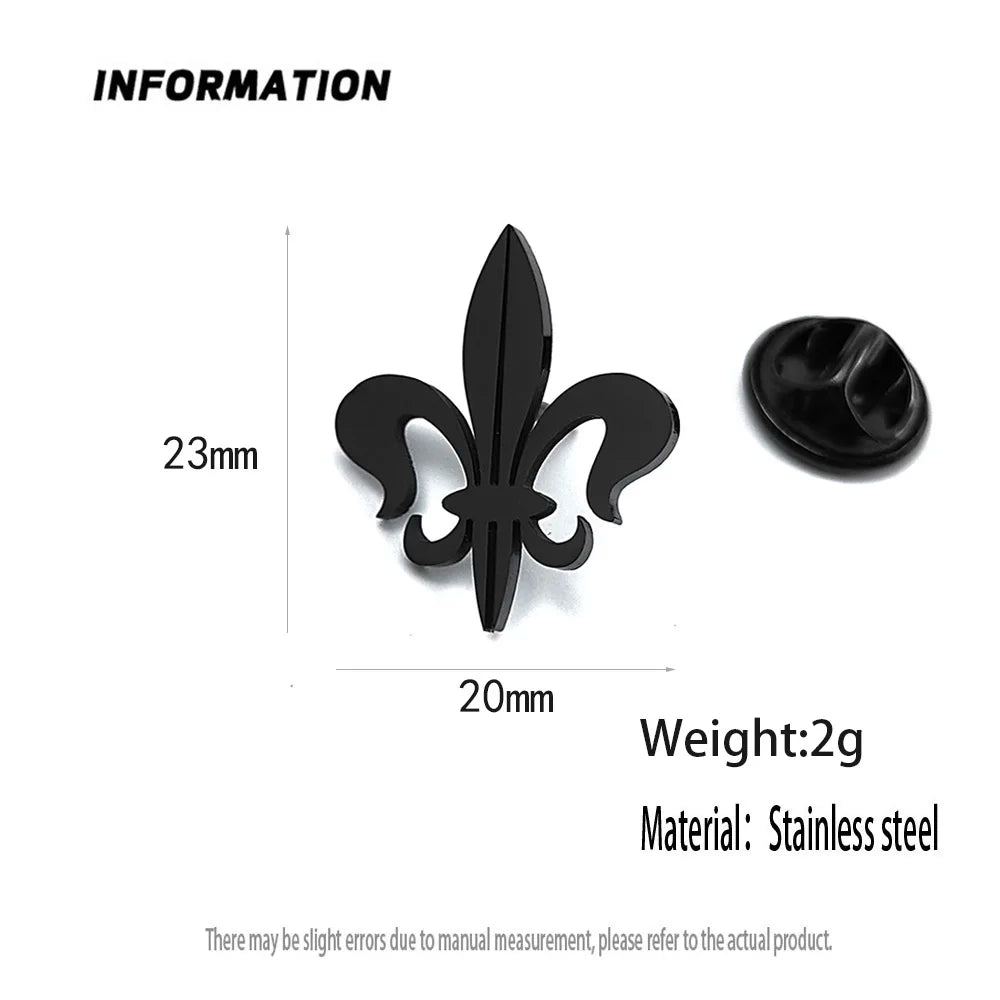 Retro Baroque men's lapel pin, 316L stainless steel gold-plated badge, black brooch for suit accessories, gift for father