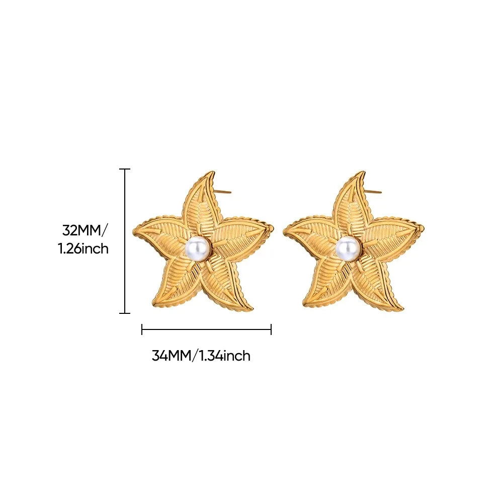 Water Drop Zircon Stars Stud Earrings For Women Stainless Steel Gold Color Statement Earring 2023 Femme Christmas Jewelry Gift