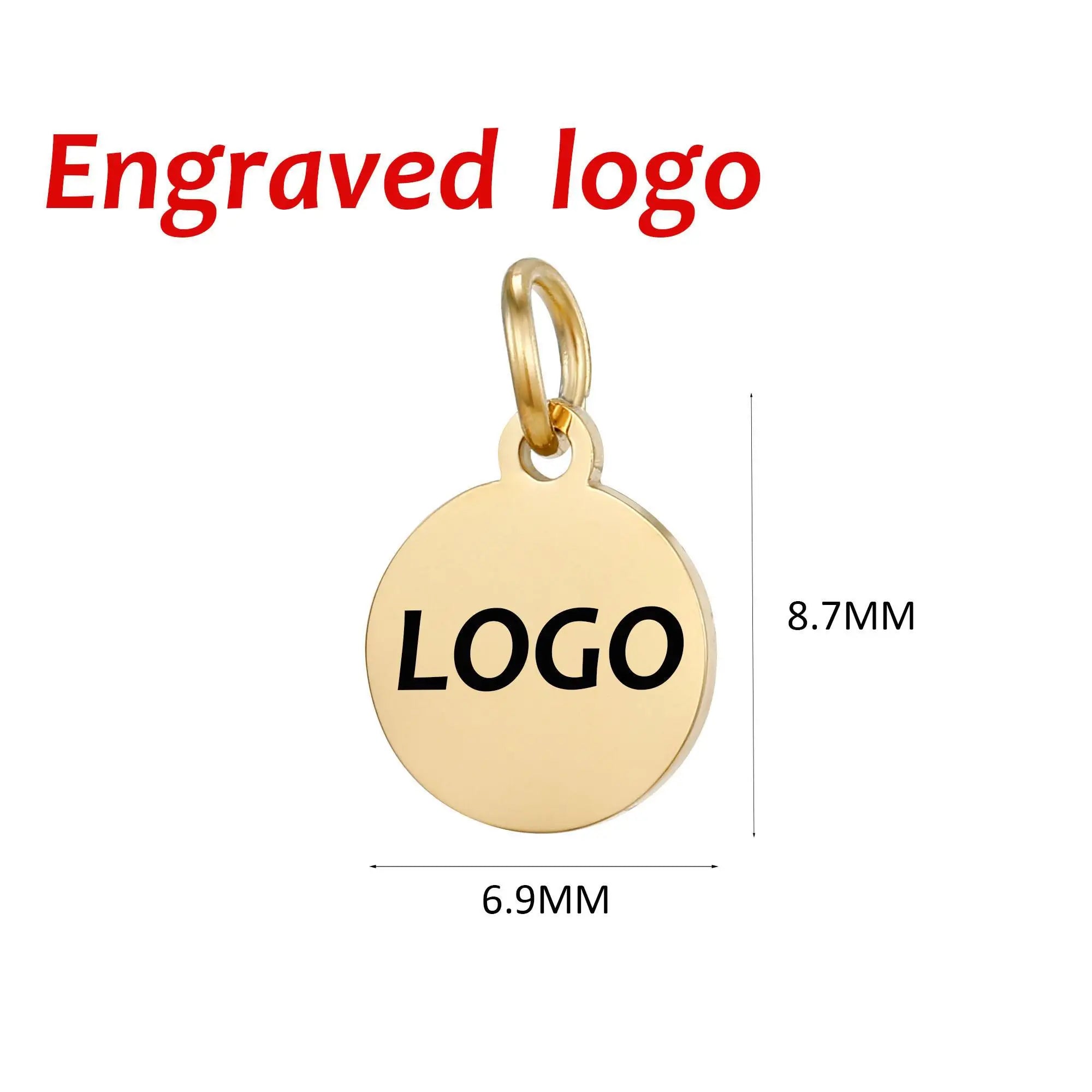 SUNIBI Custom Logo Tags Stainless Steel Charms for Necklace Bracelets 6 Sizes to Choose Jewelry