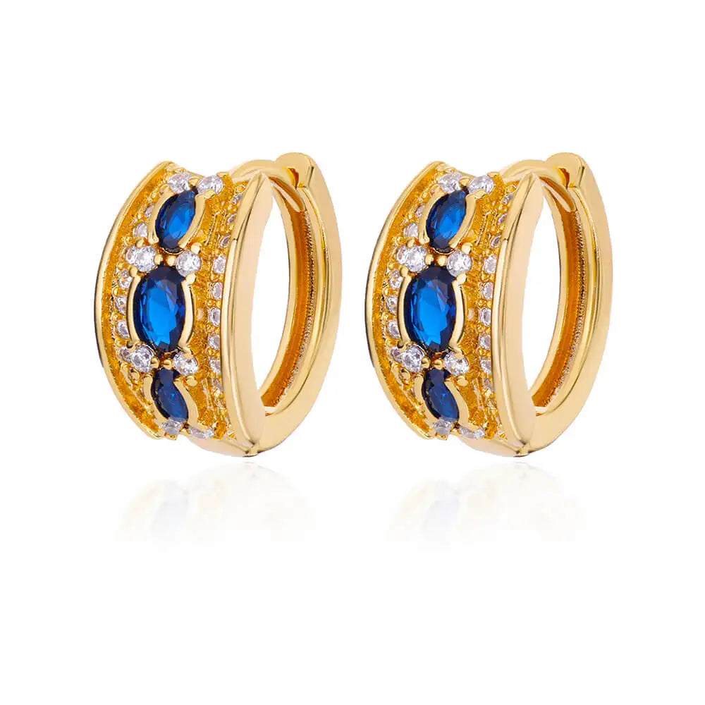 Luxury Blue Zircon Earrings For Women Stainless Steel Earrings 2024 Trending New Design Goth Jewelry aretes mujer