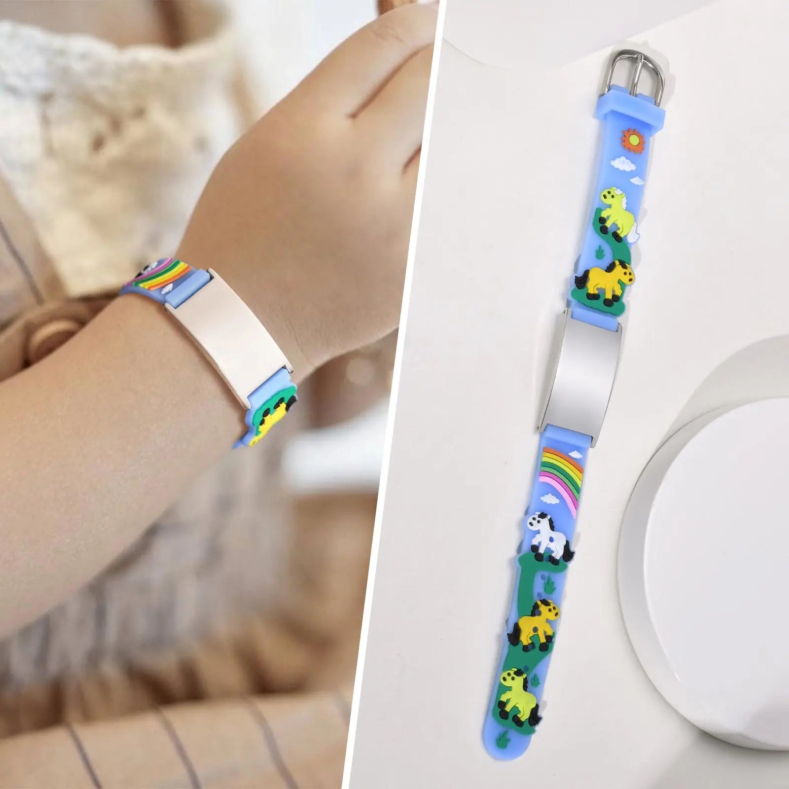 Customzied Personalized ID Bracelet for Little Girls Boys, Silicone Bracelet Adjustable, Engrave Quotes Inspirational Gift