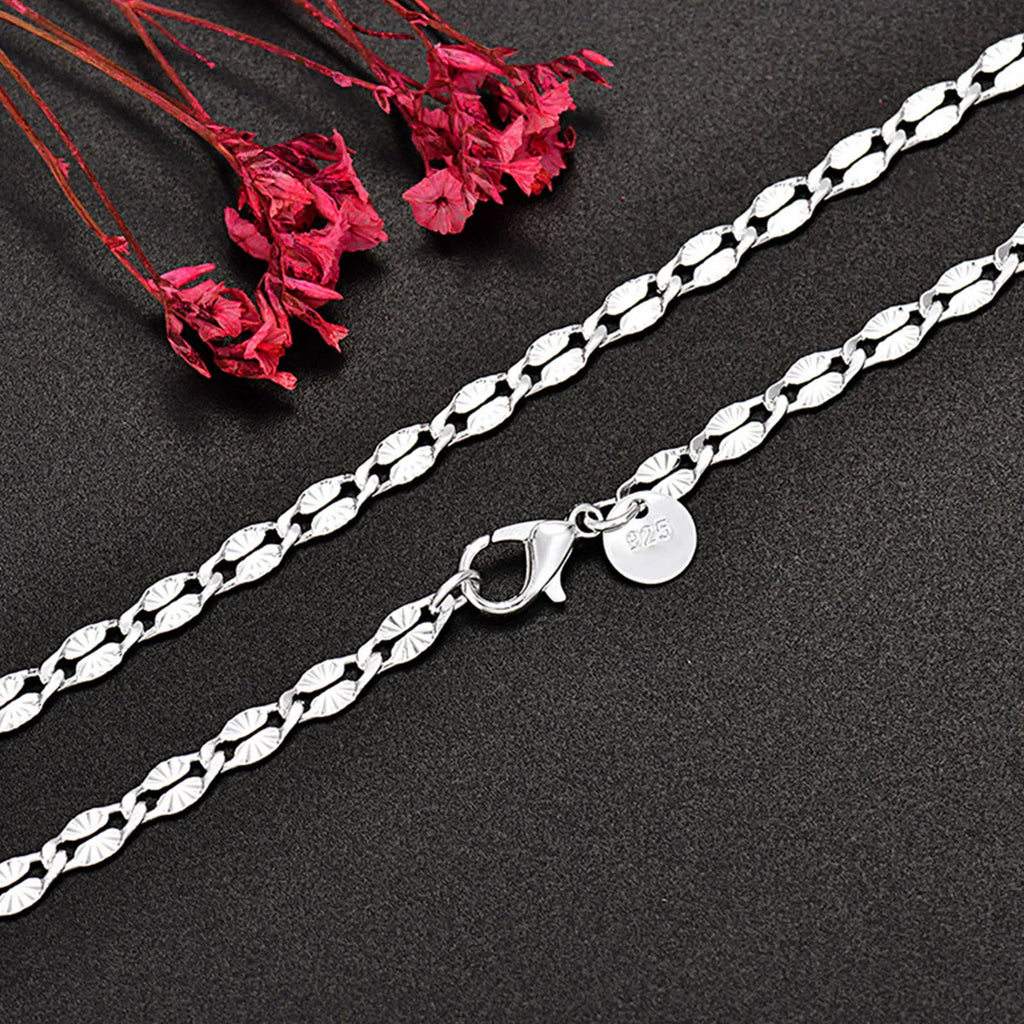 Fine 925 Sterling Silver flat chains Necklaces for Men Women wedding party Jewelry Christmas gifts 45-75cm
