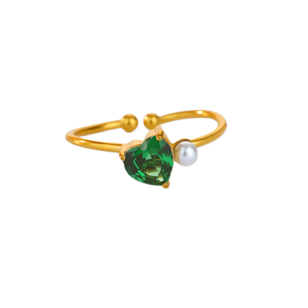 Stainless Steel Four Leaf Clover Rings For Women Gold Color Zircon Opening Couple Ring Aesthetic Wedding Bohemian Jewelry Gift
