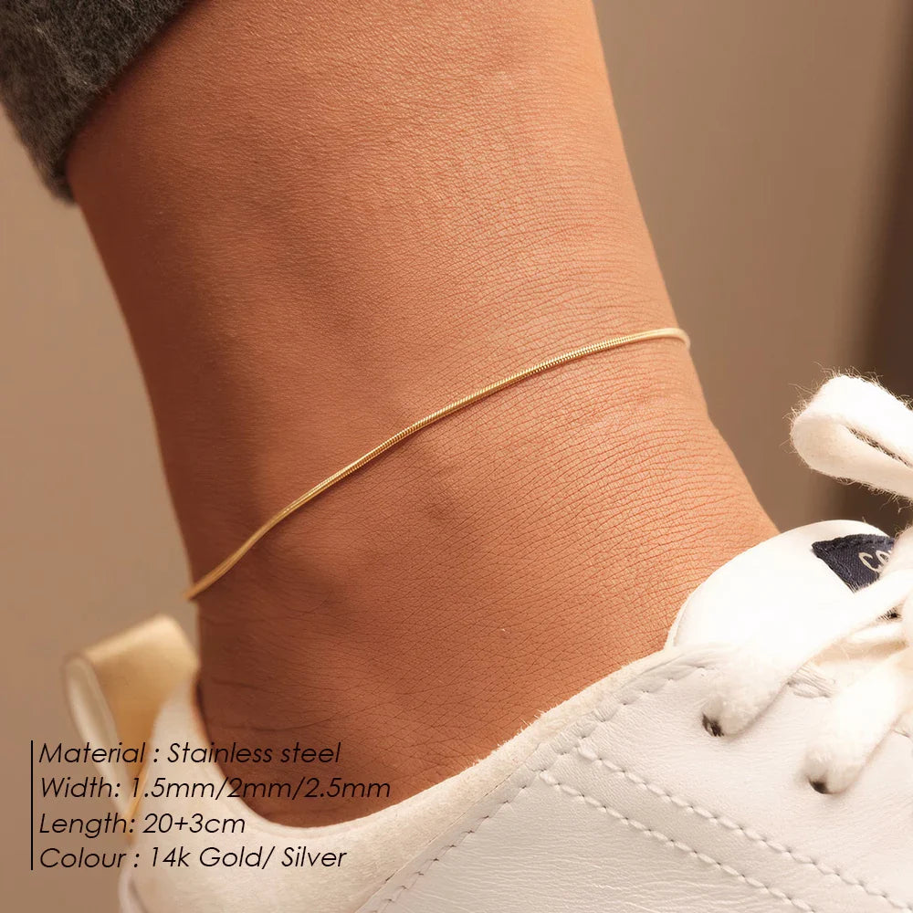 Snake Chain Anklet Stainless Steel Adjustable Chain Ankle Gifts for Women Girls Jewelry Accessories Wholesale Dropshipping
