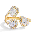 MINTYBOX Three Stone Lab Diamond Ring S925 Sterling Silver Moissanite Rings For Women 18K Gold Plated Engagement Party Gift