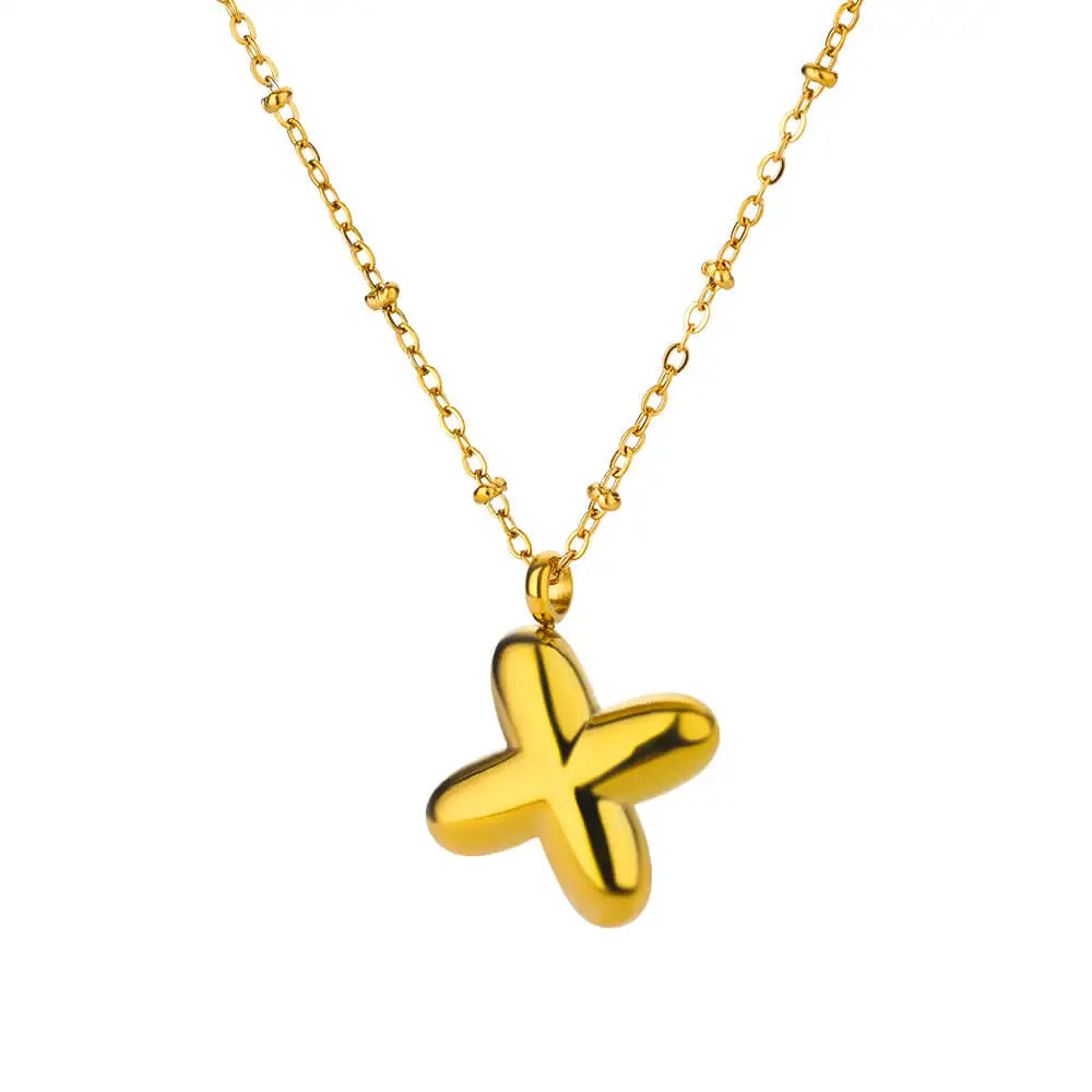 Vintage Initial Letter Necklaces For Women Stainless Steel Chain Collar Pendant Necklace 2024 New Wedding Couple Jewelry Gift