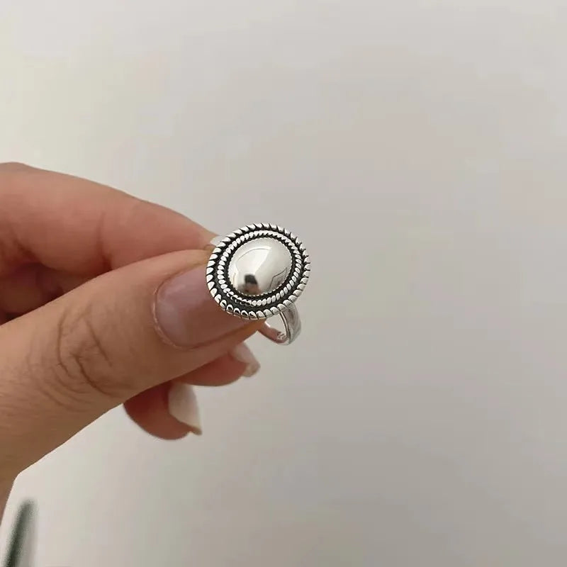 925 Sterling Silver Rings Couples Accessories INS Fashion Vintage Twist Design Round Shape Geometric Thai Silver Jewelry