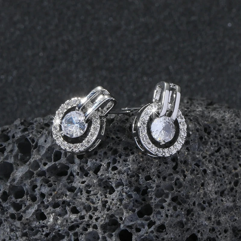 Exquisite Fashion Chic Round Zircon Earrings Casual Ins Assorted Niche High-grade Sense Selling Elegant Accessories